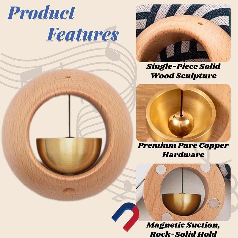 BovcTrraann Shopkeepers Bell for Door Opening, Magnetic Wood Doorbell, Wind Chime for Door, Store, Refrigerator, Porch, Garden, Entrance, Restaurant, Office, Housewarming Gift (Round-Shaped) - Image 4